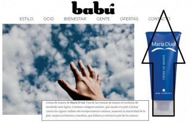 Crema de manos de María D'uol en Babú